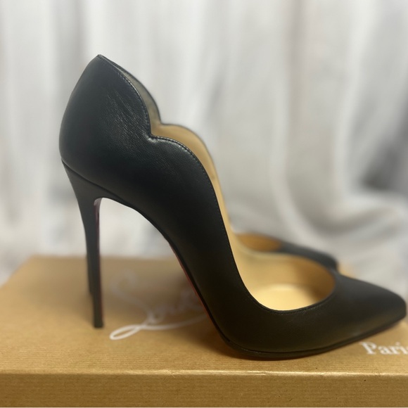 Christian Louboutin Hot Chick 100 Black Nappa with Casali Mirror Soles 37.5 - Picture 2 of 16